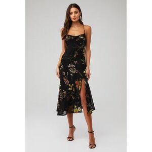 ASTR The Label Gaia Dress in Black & Orange Burnout